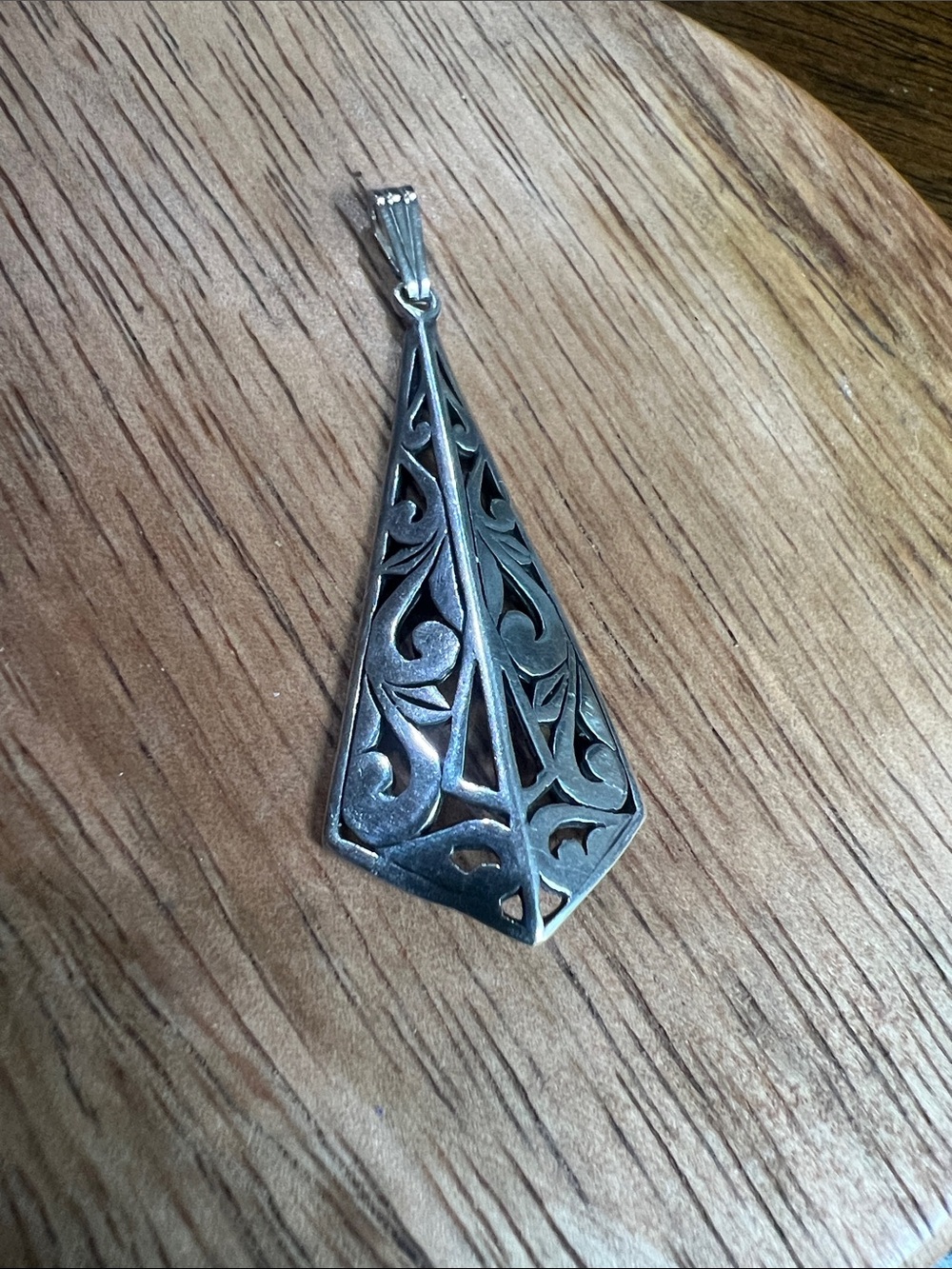 Sterling Silver Filigree Teardrop Pendant - Silver
